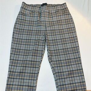 Sanctuary Anthropologie Black Grey Plaid Mid Rise Stretch Legging Pants M 27x28"
